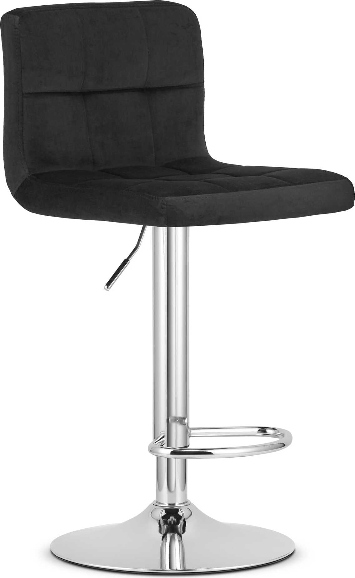 Leobert Valora PROT Hocker, schwarzer Samt, Chrombasis - Schwarzer Samthocker mit Chromakzent HURT_5903332064137