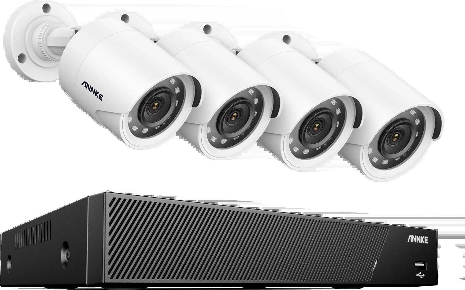 Bezpečnostný kamerový systém CCTV, rozlíšenie 1080P, konštrukcia odolná voči poveternostným vplyvom, 8-kanálový DVR, 4 kamery, 1TEinsT