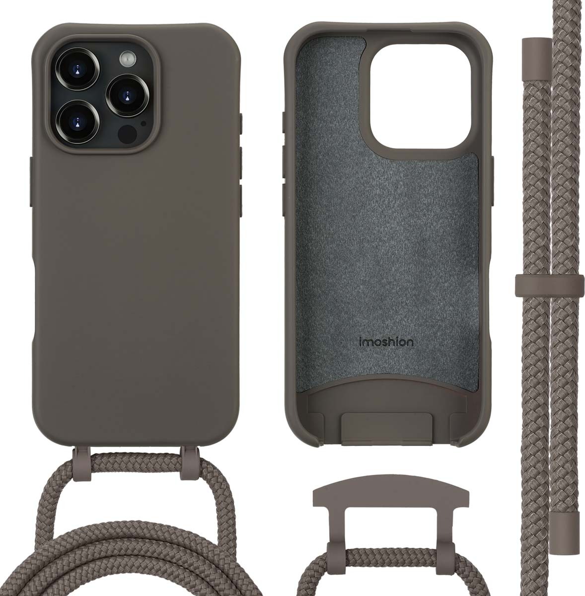imoshion Farebný zadný kryt s odnímateľným reťazom na mobil a MagSafe iPhone 16 Pro – Black Coffee