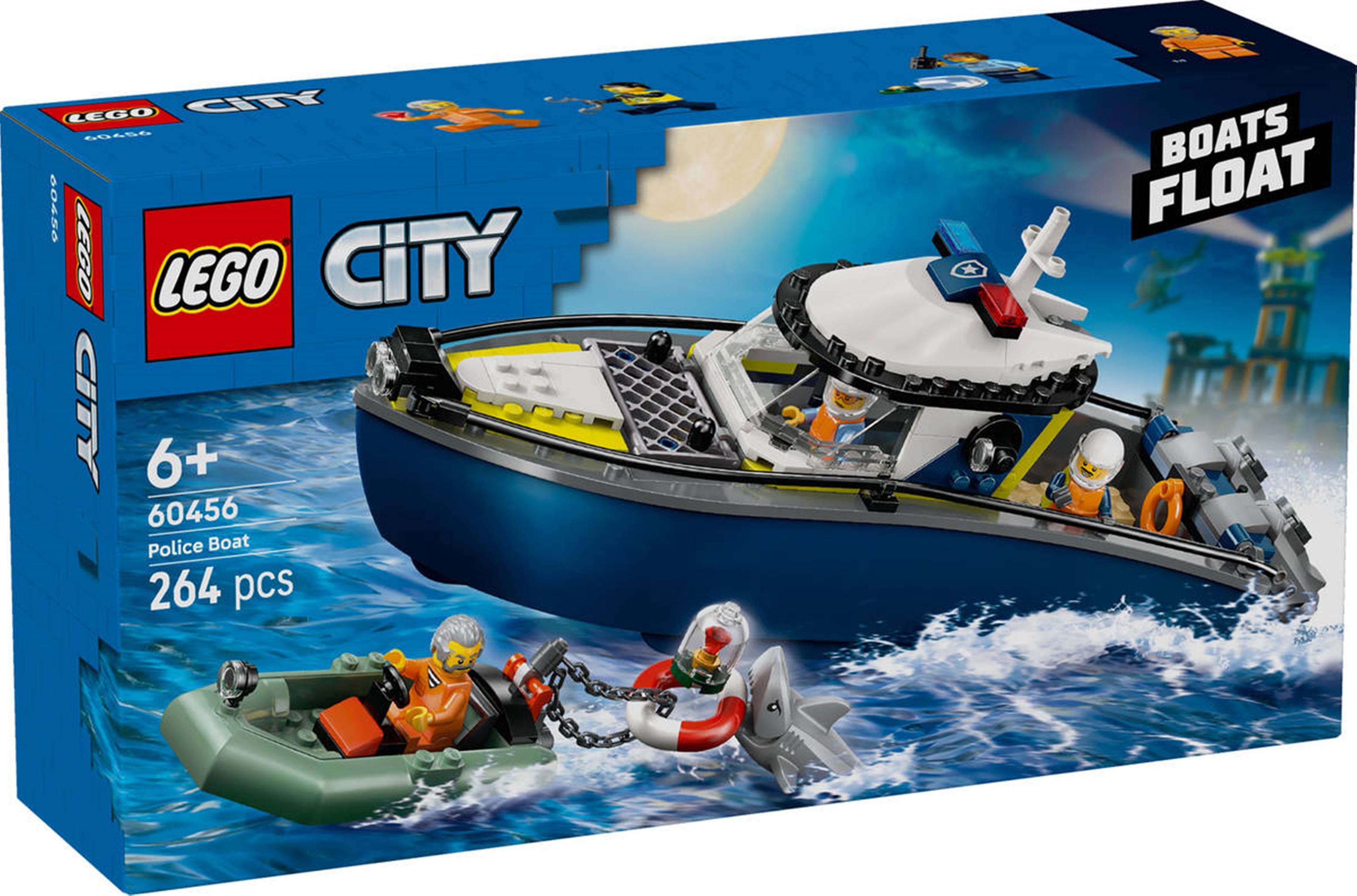 LEGO City Naháňačka v policajnej lodi, Stavebnica, 6 rok / roky, Plast, 264 kusov, 621 g