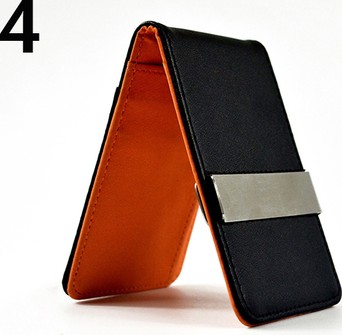 PMALT Neu Arrivel Herrenmode Kunstleder Geldscheinklammer Slim Wallet ID Kreditkartenetui Schwarz