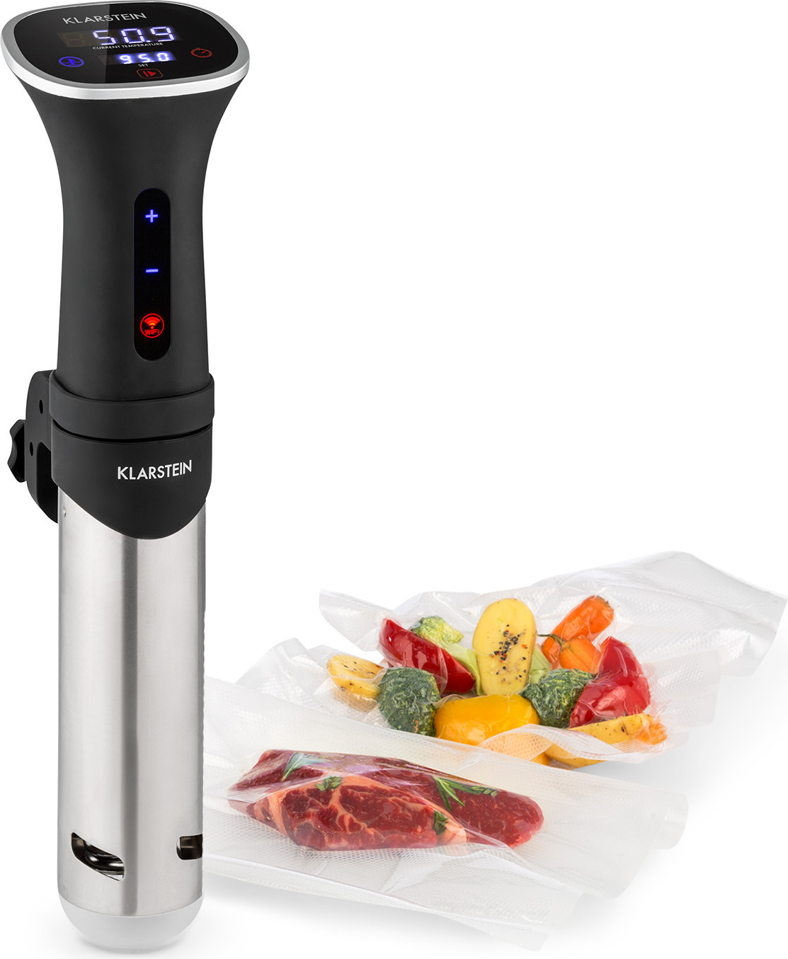 Klarstein Sous Vide Garer, Effizienter Sous Vide Stick, Sous-Vide-Garer, Sous Vide Garer Stick, 1200 W, 20-95°C, Timer, App-Steuerung, Touch-Display, 3D Circulation, 10-15 Liter, Edelstahl, Schwarz 35
