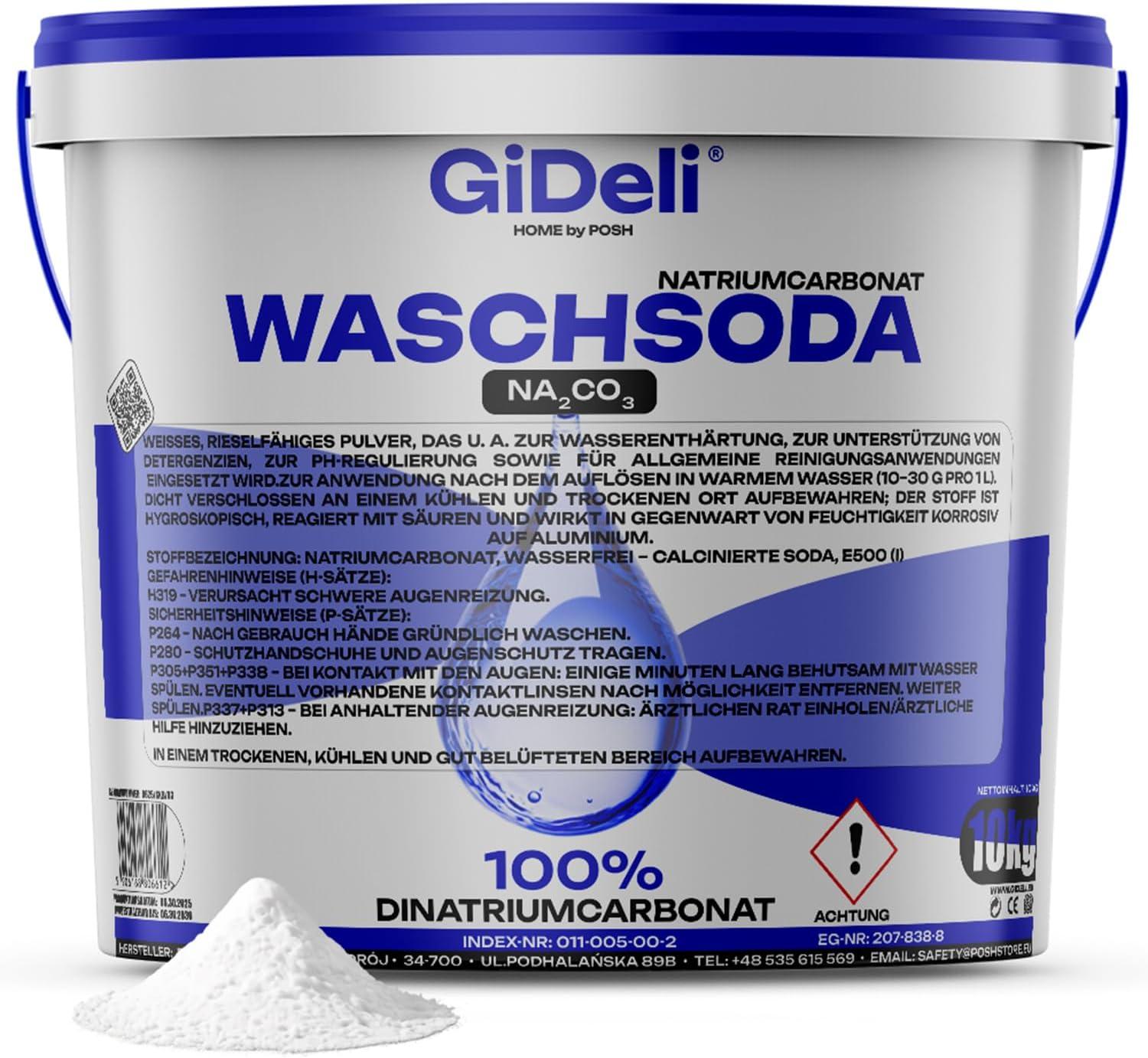 Posh Waschsoda 10kg Natriumcarbonat Na2CO3 Kalziniert Waschmittel Waschpulver GiDeli