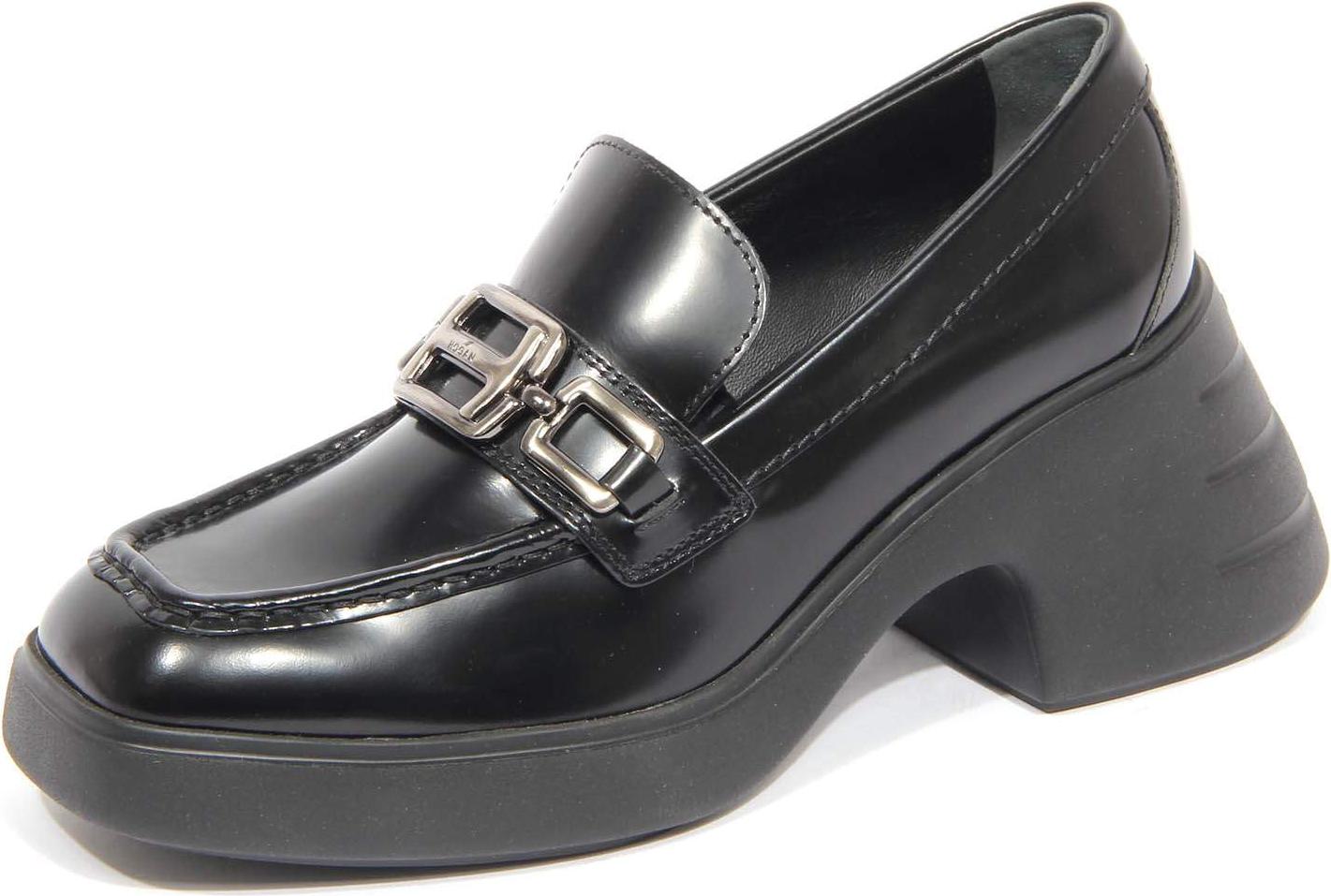 H8139 Spaltung donna HOGAN H618 Frau Ferse loafers schwarz