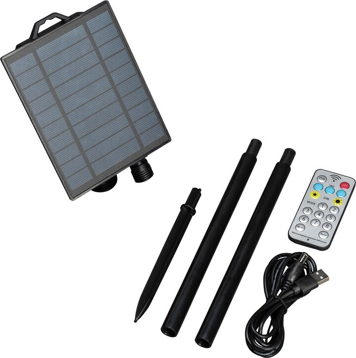 Konstsmide - Solárny batériový box, so svetelným senzorom, časovačom, stmievačom a multifunkciou, vrátane diaľkového ovládania a USB kábla, vonkajší, 2 x lítiová batéria / 1 x CR2025 (vrátane) - 3776-000