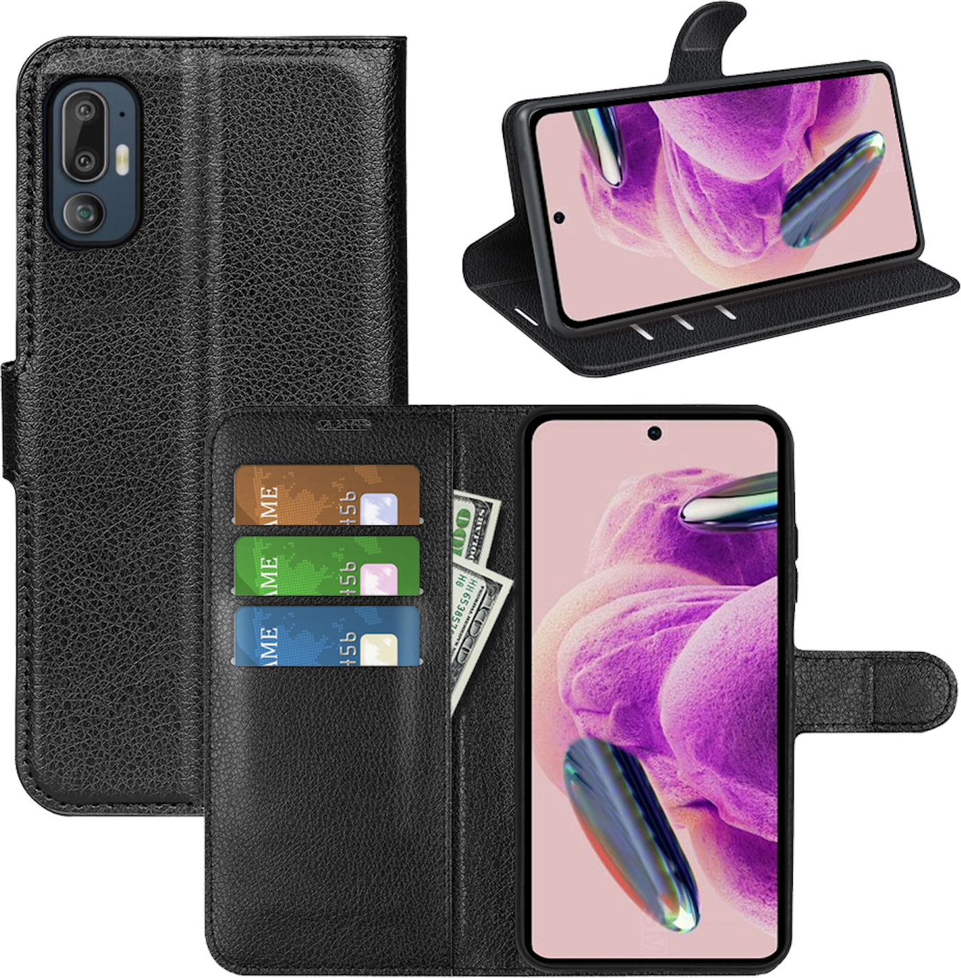 Custodia Portafoglio TIANYUE Per HTC U24 Pro - Pelle PU Con Supporto, Slot Carte E Chiusura Magnetica - Nero - 2