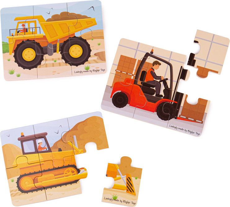 Bigjigs Toys Puzzle 3in1 Baumaschinen BJ817