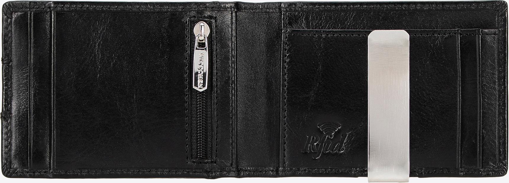 Wittchen Herren-Geldbörse aus echtem Leder mit Clip, Schwarz