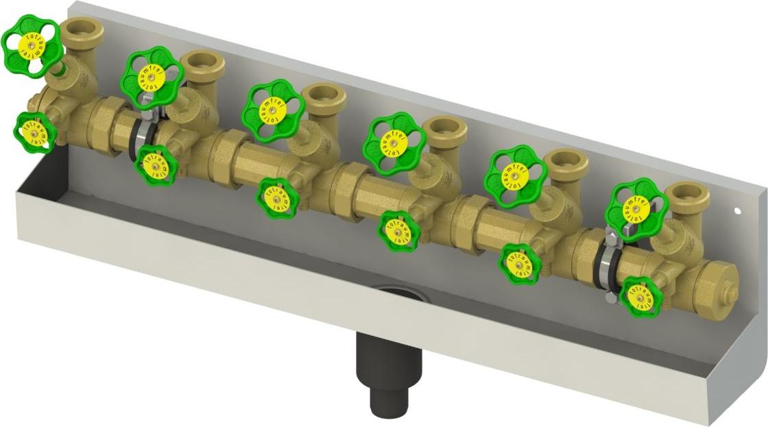 Js Atv-Station, Steigende Spindel 6-Fach,Dn25,Eing.1 1/2,Ob.a.1 1/2
