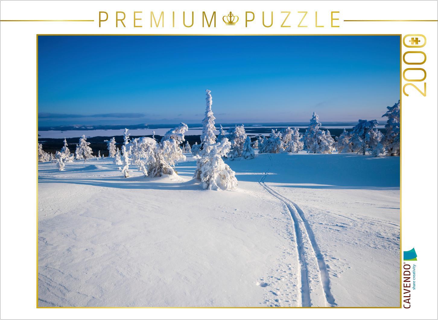 CALVENDO Puzzle Skispur in die Ferne 2000 Teile Puzzle quer | 2000 Teile Lege-Größe 90x67cm Foto-Puzzle für glückliche Stunden
