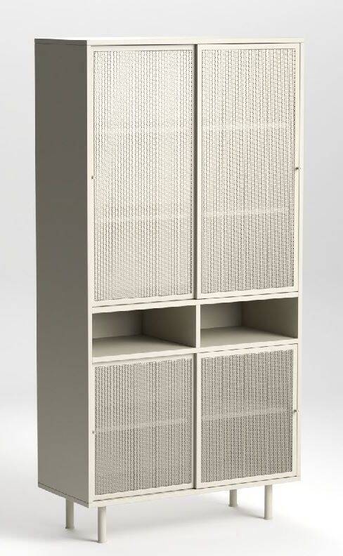 Unique Furniture Hohe 4-türige Kommode Veep Grau 180x90x40 cm UNIQ-50240002