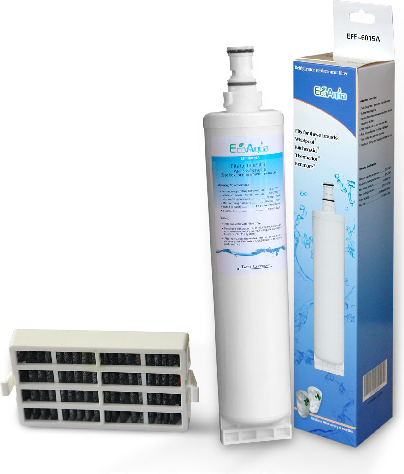 Ecoaqua Whirlpool Wasserfilter SBS200 484000008726 SBS002 kompatibel + Airfilter NEW-1406