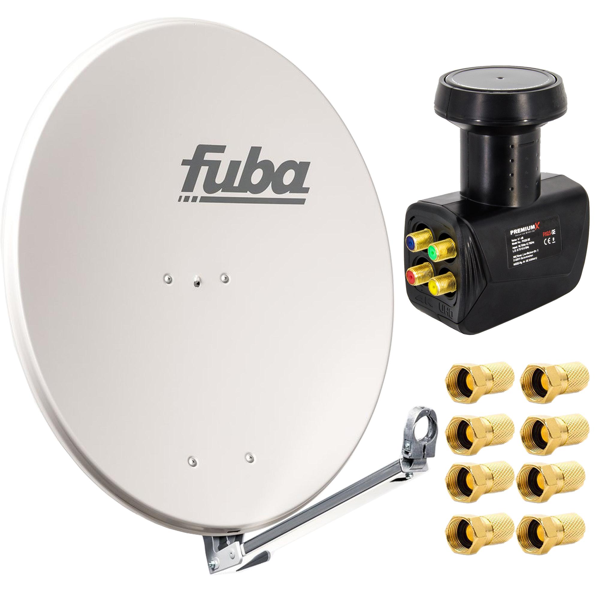 Fuba DAL 800 G Satellitenantenne Alu Grau LNB Quad 8x F-Stecker