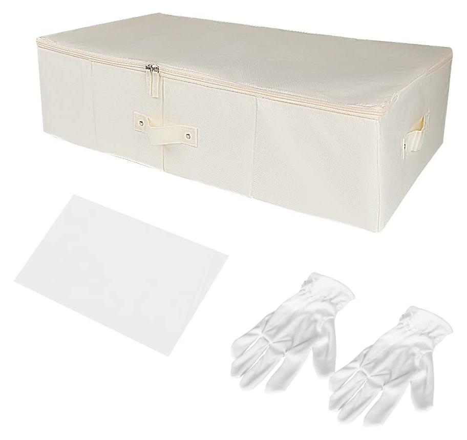 Markenlos Aufbewahrungsbox für Brautkleider: Beige Aufbewahrungsbox/Aufbewahrungsbox für Brautkleider/Aufbewahrungsbox für unter dem Bett mit 20 Fächern