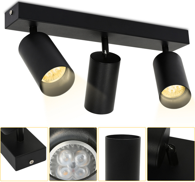 Hengda LED Spotleuchte schwenkbar Deckenleuchte Wandleuchte für Wohnzimmer, Küche, Esszimmer Einzelkopfstrahler 3x GU10 Fassung RL-HG7376-1-HDa