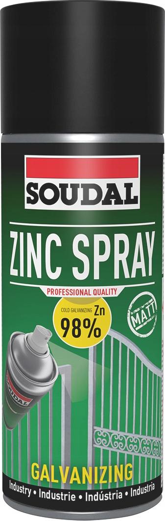 Soudal Zinkspray Matt 98 %.Polyacryl Matt 400 ml