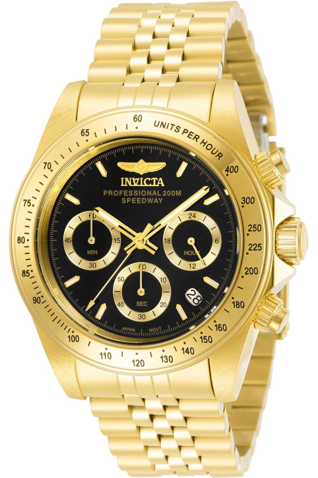 Invicta Speedway 31001 Pánske Hodinky - Quartz Hnacie - Nerezová Oceľ s Čiernym Ciferníkom - 39 mm