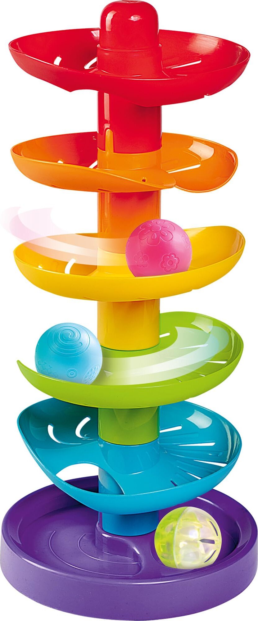 Simba 104010053 - ABC Regenbogen Kugelturm, Rollbahn, Kugelbahn, Babyspielzeug, 5 bunte Ebenen, 1 Basis, 3 Bälle, 40cm, ab 12 Monaten, Motorikspielzeug