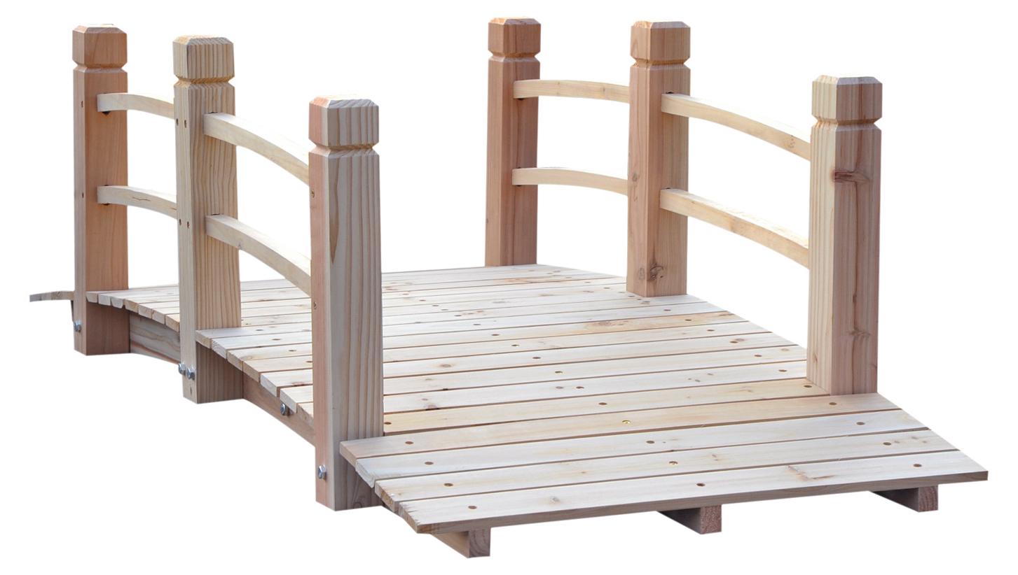Avylet Gartenbr¹cke Holzbr¹cke Holzsteg Teichbr¹cke Zierbr¹cke mit Gel?nder bis 180 kg Tannenholz Natur 152.5 x 67 x 48 cm