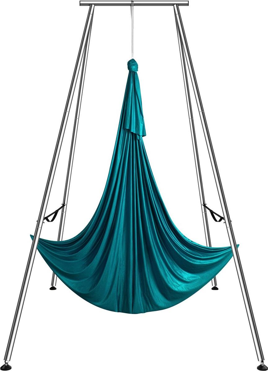 VEVOR Aerial Yoga Frame & Yoga Hammock, 9.67 ft Height Professional Yoga Swing Stand Comes with 6.6 Yards Aerial Hammock, Max 551.15 lbs Load Capacity Yoga Rig for Indoor Outdoor Aerial Yoga, Green