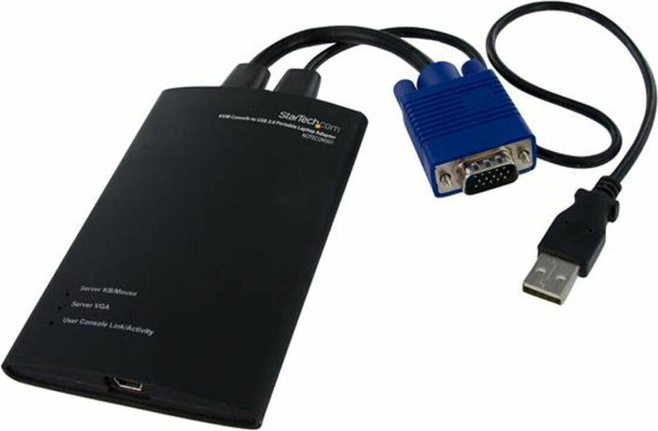 StarTech.com Prenosný adaptér KVM z konzoly na USB 2.0 pre notebooky - 1 x USB typu A žena - 1 x USB typu A muž, 1 x HD-15 muž VGA, 1 x Mini-DIN (PS/2) muž klávesnica/myš - čierny