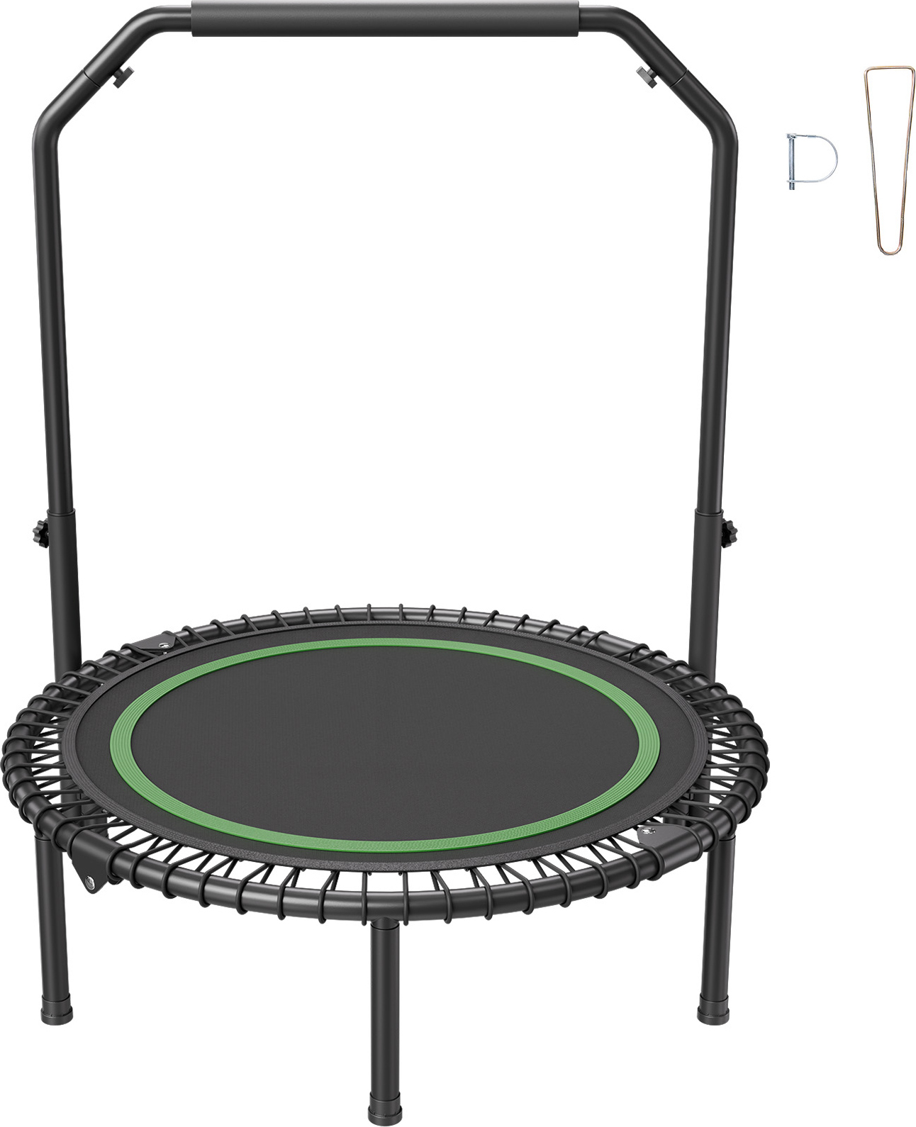 SucceBuy 40" skladacia mini trampolína, fitness odrážadlo, maximálne zaťaženie 330 libier, nastaviteľná penová rukoväť so 4 výškovými úrovňami, na vnútorné a vonkajšie tréningy pre dospelých