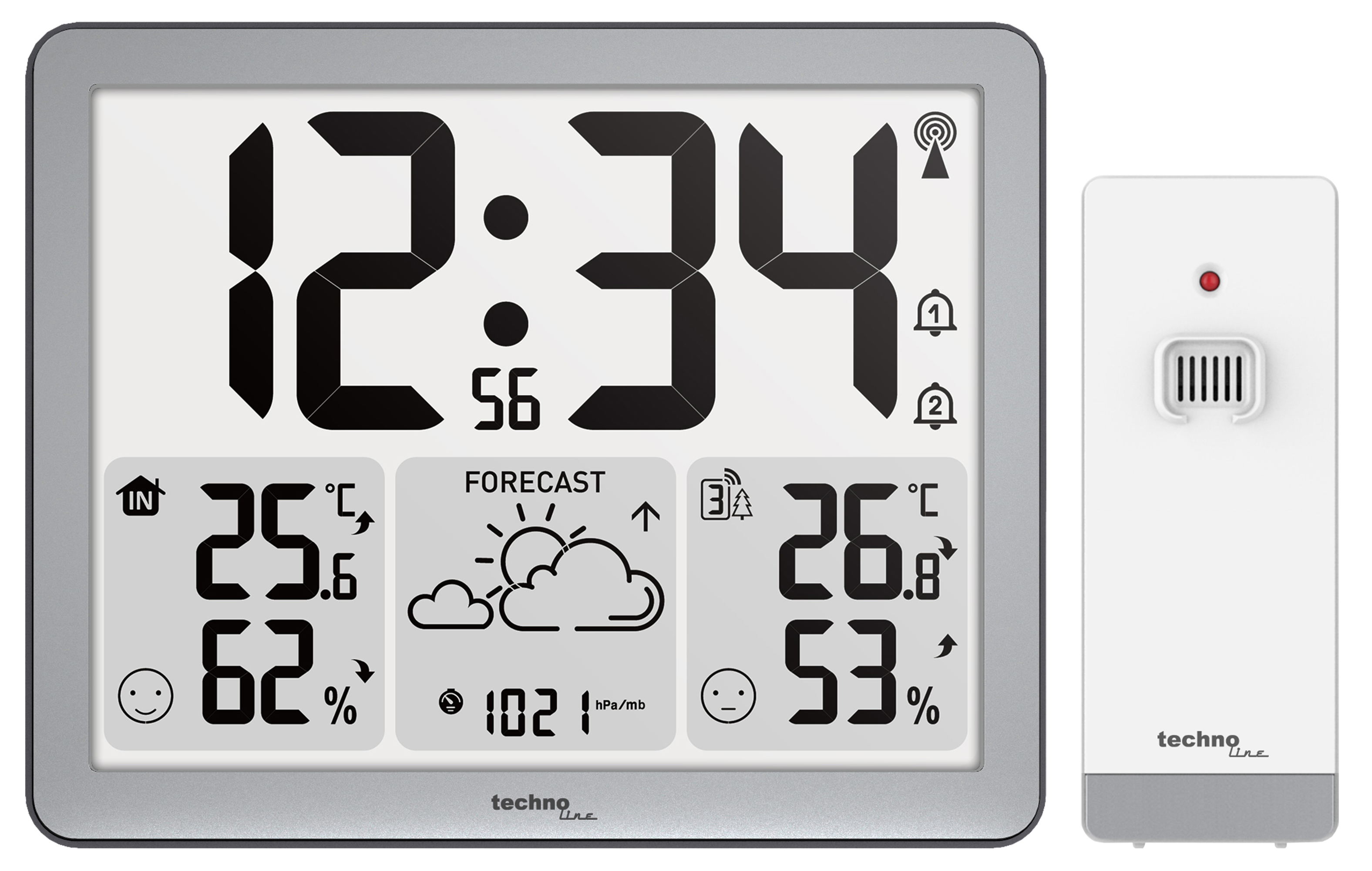 Technoline WS 6780, Weiß, Schwarz, Außen-Thermometer, Innen-Luftdruck, Innen-Thermometer, Innen-Hygrometer, Barometer, Hygrometer, Thermometer, 173 mm, 27 mm, 140 mm