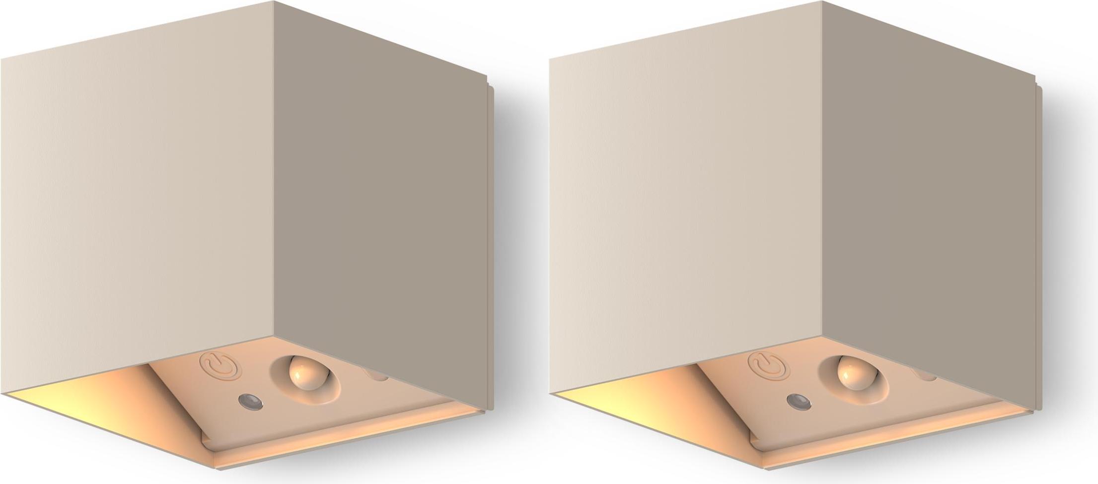 Calex Falerna Wandleuchte, für Außen & Innen, warmweißes Up & Down Licht, Akku aufladbar, kabellos, dimmbar, wasserdicht, Sand 4301005500