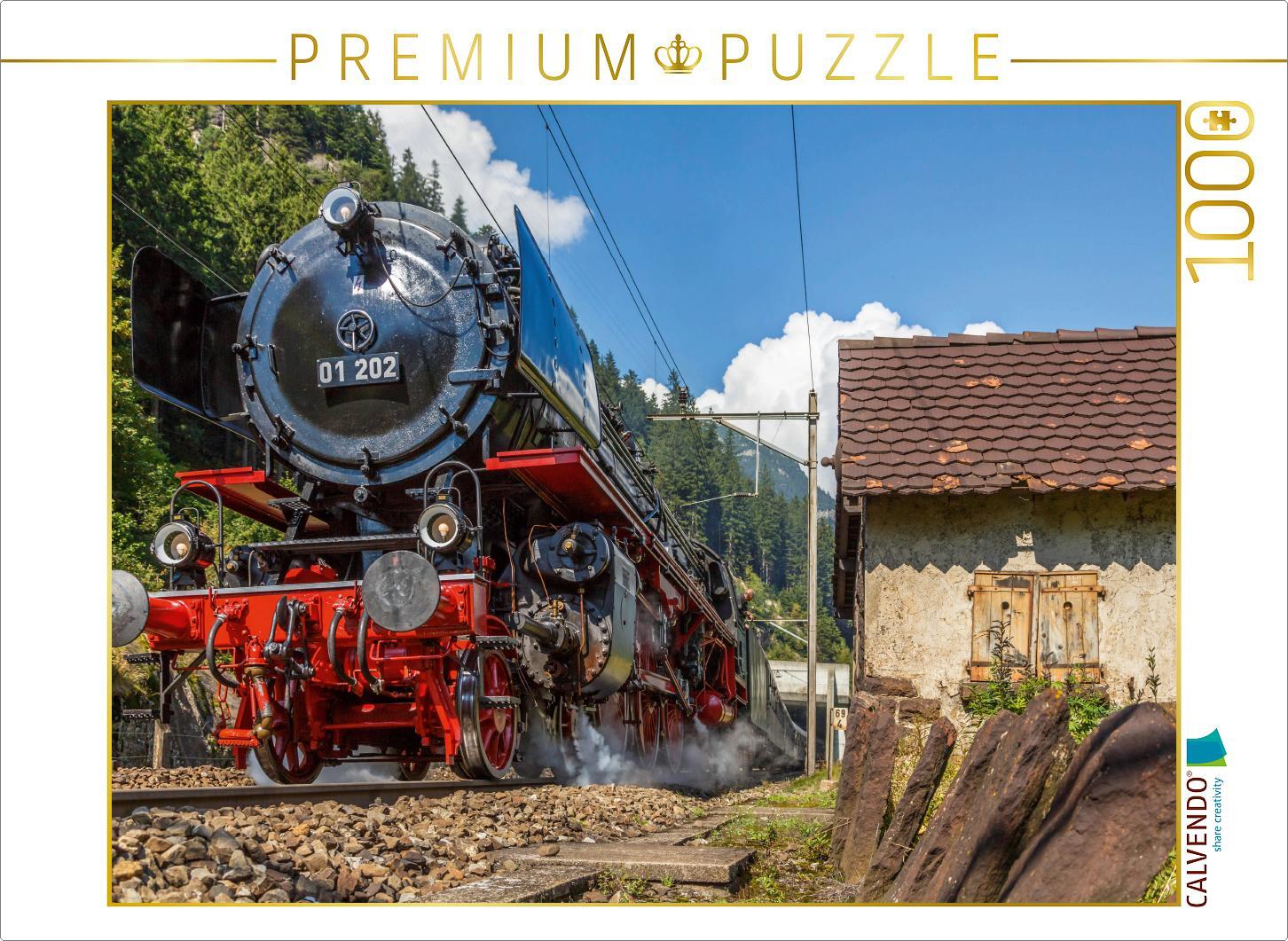 Calvendo Deutscher Dampf-Koloss am Gotthard: die 01 202 wird in wenigen Augenblick die Nordrampe bezwungen haben - Foto-Puzzle, 1000 Teile, 1000 Stück(e), Zug