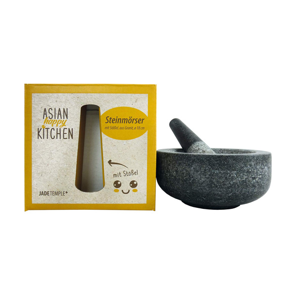 Jade Temple | Granitmörser - 18 Cm - Stößel 17 Cm - Gewürzmörser - Asiatische Küche