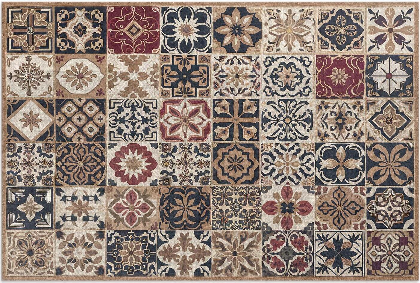 tulup Alte gemusterte Mosaikfliesen im Vintage-Stil – Vinylteppich – 60x90 cm – Outdoor Teppich – Terrasse – Wetterfest – Modern 010260370010000282021