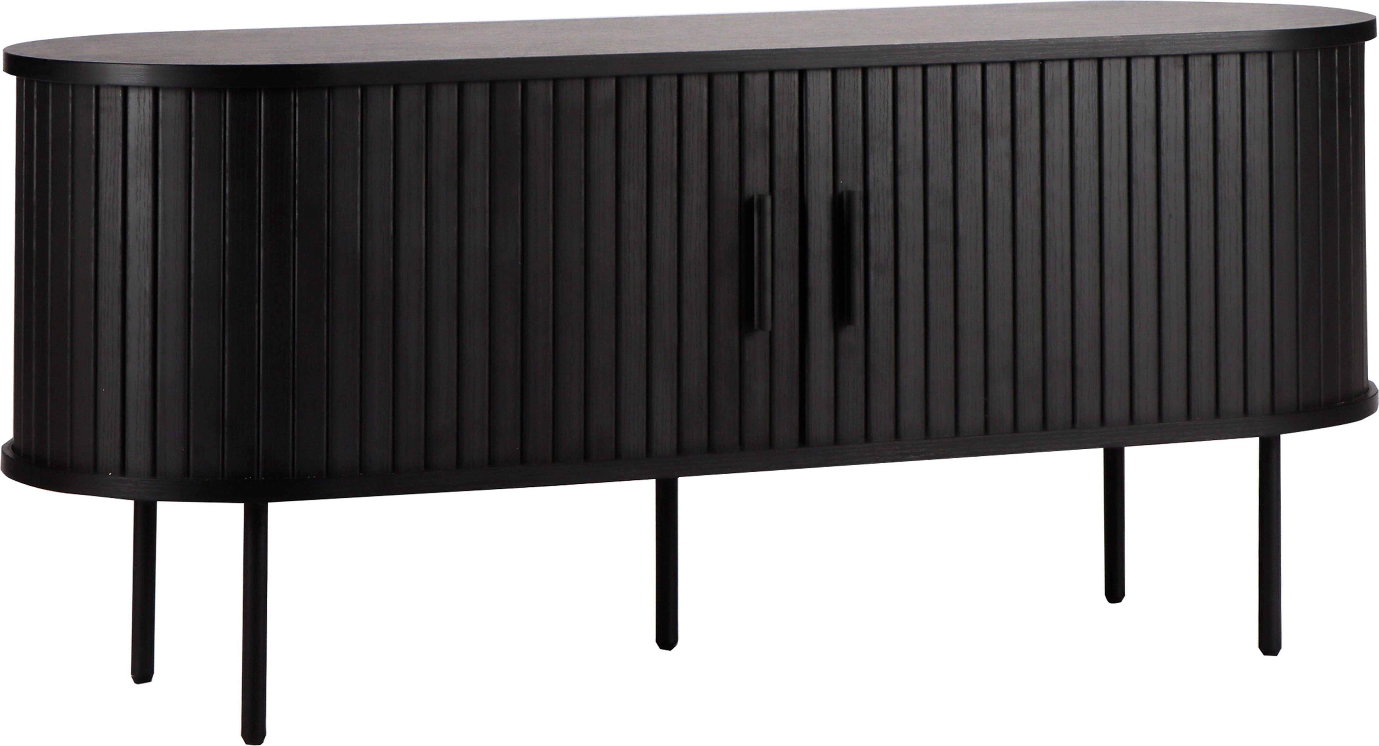 TV-Schrank aus Melamin und Stahl 120 cm schwarz - Oviala Marius 112103