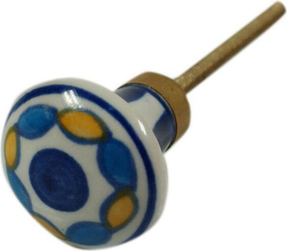 Guru-Shop Konischer Möbelknopf Keramik - 3, Blau, 3*3*6,5 cm, Möbelknöpfe 12040