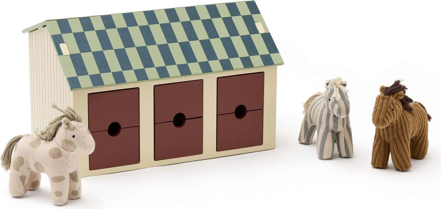 Kids Concept Pferdestall mit Pferden - 19,5x19x31 cm – ab 24 Monate Pferdestall Kinder 1001047
