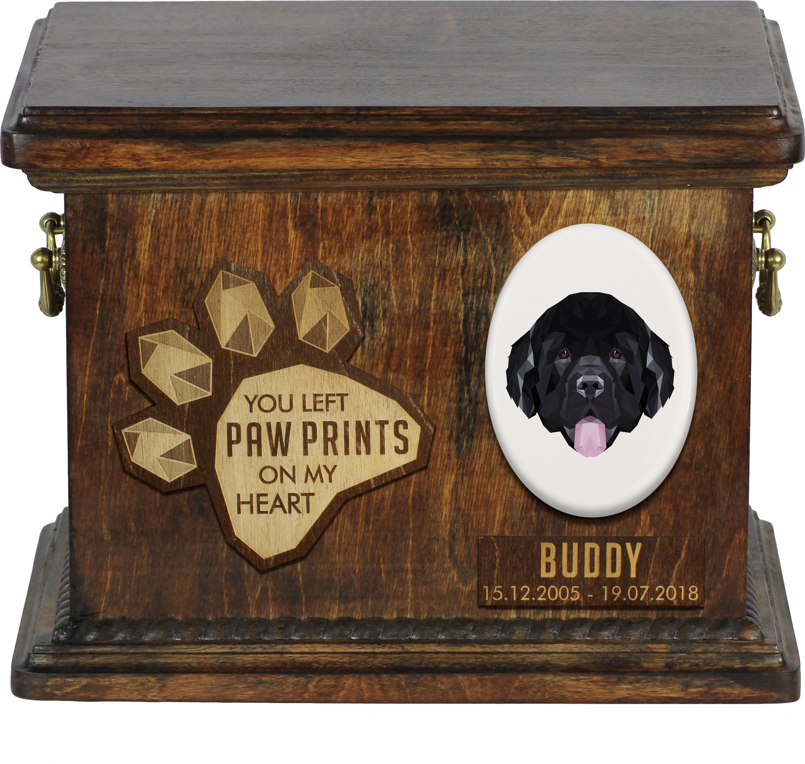 Neufundländer, Newfoundland Personalisierte Hundeurne mit Gravur, Erinnerungsbox für Hundeknochen von der Marke Art-Dog