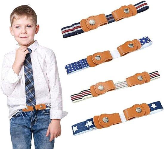 OEM Kindergürtel ohne Schnalle - 4 Stück - Gürtel ohne Schnalle für Kinder - 27 mm breit - Vernähte Gürtel - Elastischer Gürtel ohne Schnalle - Verdeckter Verschluss - Dehnbarer Gürtel - Mädchengürtel - Jungengürtel 2026
