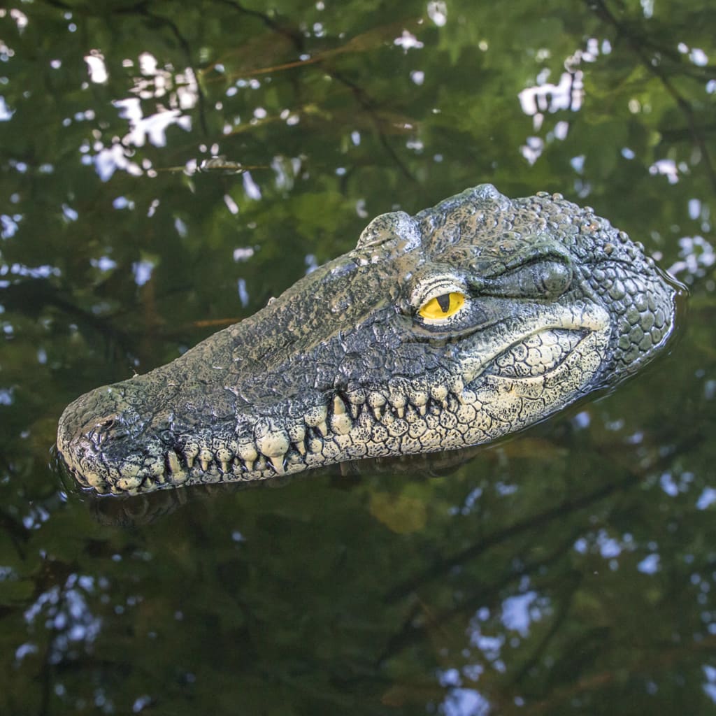 Gartenteich Deko Figur Teich Dekoration Tier 1x Krokodilkopf 33 cm schwimmend