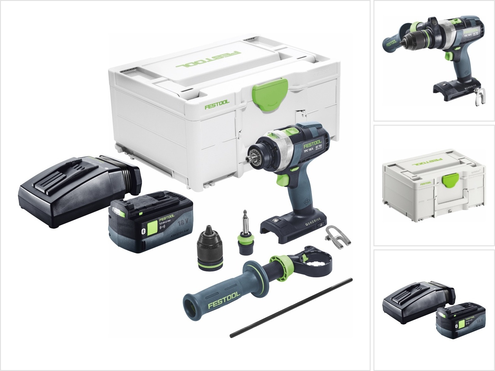 Festool TPC 18/4 I-Basic akumulátorová príklepová vŕtačka 18 V 75 Nm bez kefiek + 1x akumulátor 5,0 Ah + nabíjačka + systainer