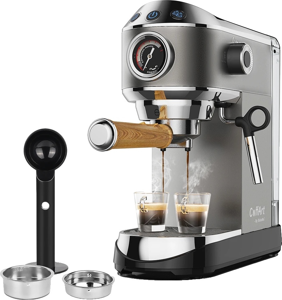 kávovar na espresso s 20 barmi, nastaviteľný parný napeňovač mlieka, nádržka s objemom 1,1 litra