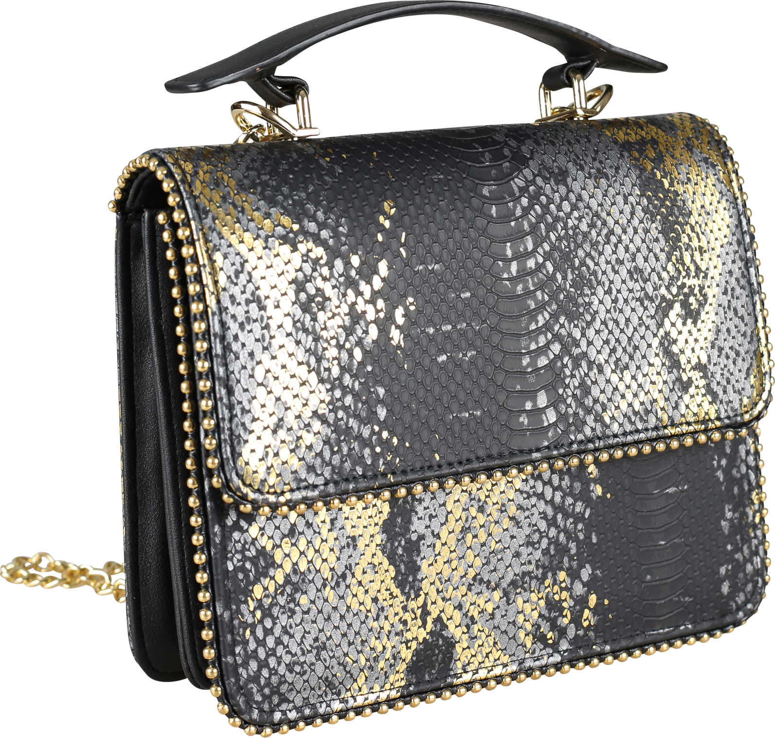 Umhängetasche Goldie mit Schlangen Prägung und Schimmereffekt von collezione alessandro