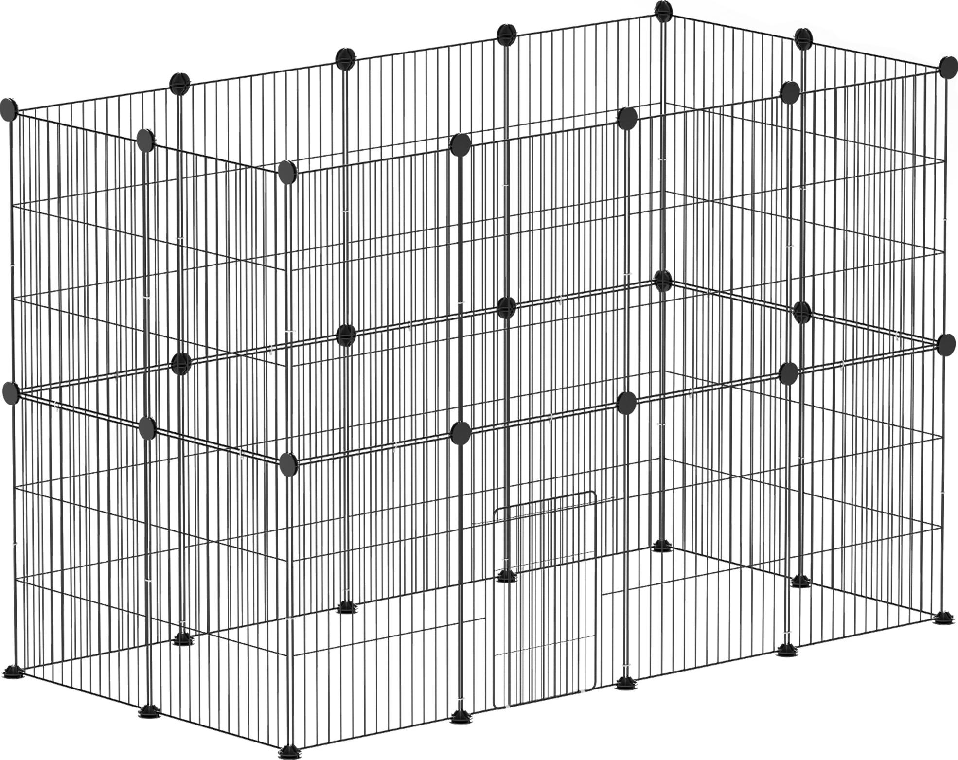 Slyrun Kleintierkäfig, Außengehege, modulare Bauweise, 0,72 m² Fläche, Stahl, Schwarz KAUF-VIST-D51-456V00BK-029