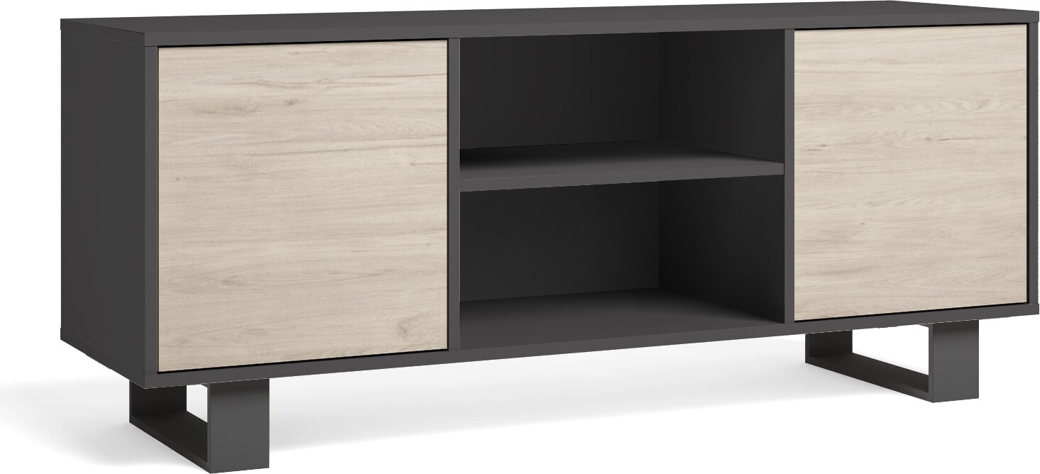 Skraut Home TV-Schränke für Wohnzimmer, Modell Wind, Grau und Eiche farbe, 137x40x57cm TV140WINDGRROTALL