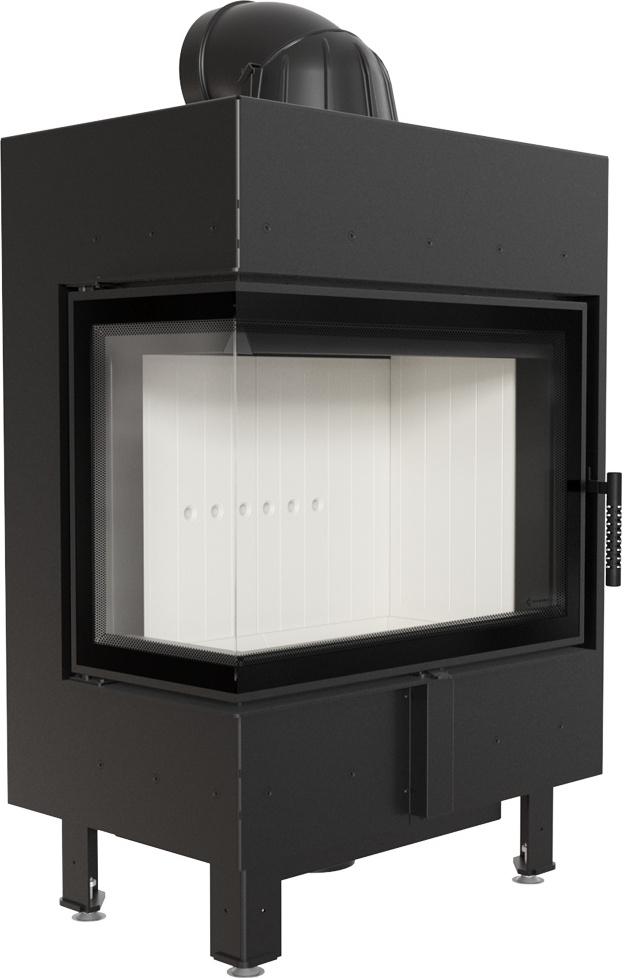 Oceľový krb Lucy vľavo s 12 kW Ø 200