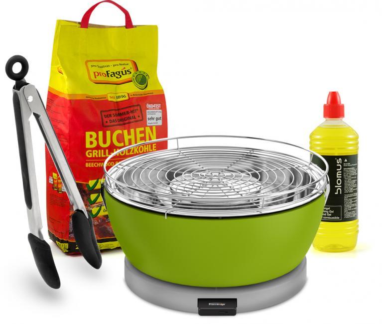 Feuerdesign Vesuvio grün Tischgrill-Set 4tlg.