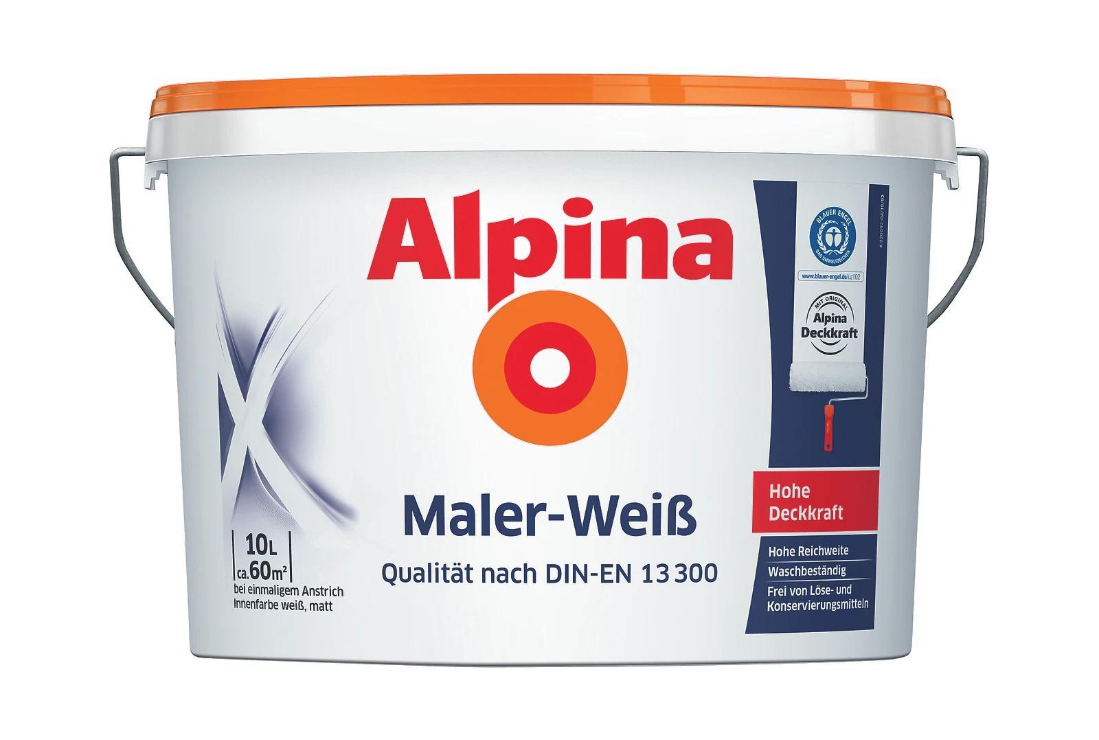 Alpina Malerweiß Wandfarbe 10 Liter wasserbasiert