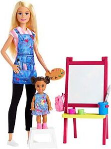 Barbie Kunstlehrerin Puppe (blond) und Spielset GJM29