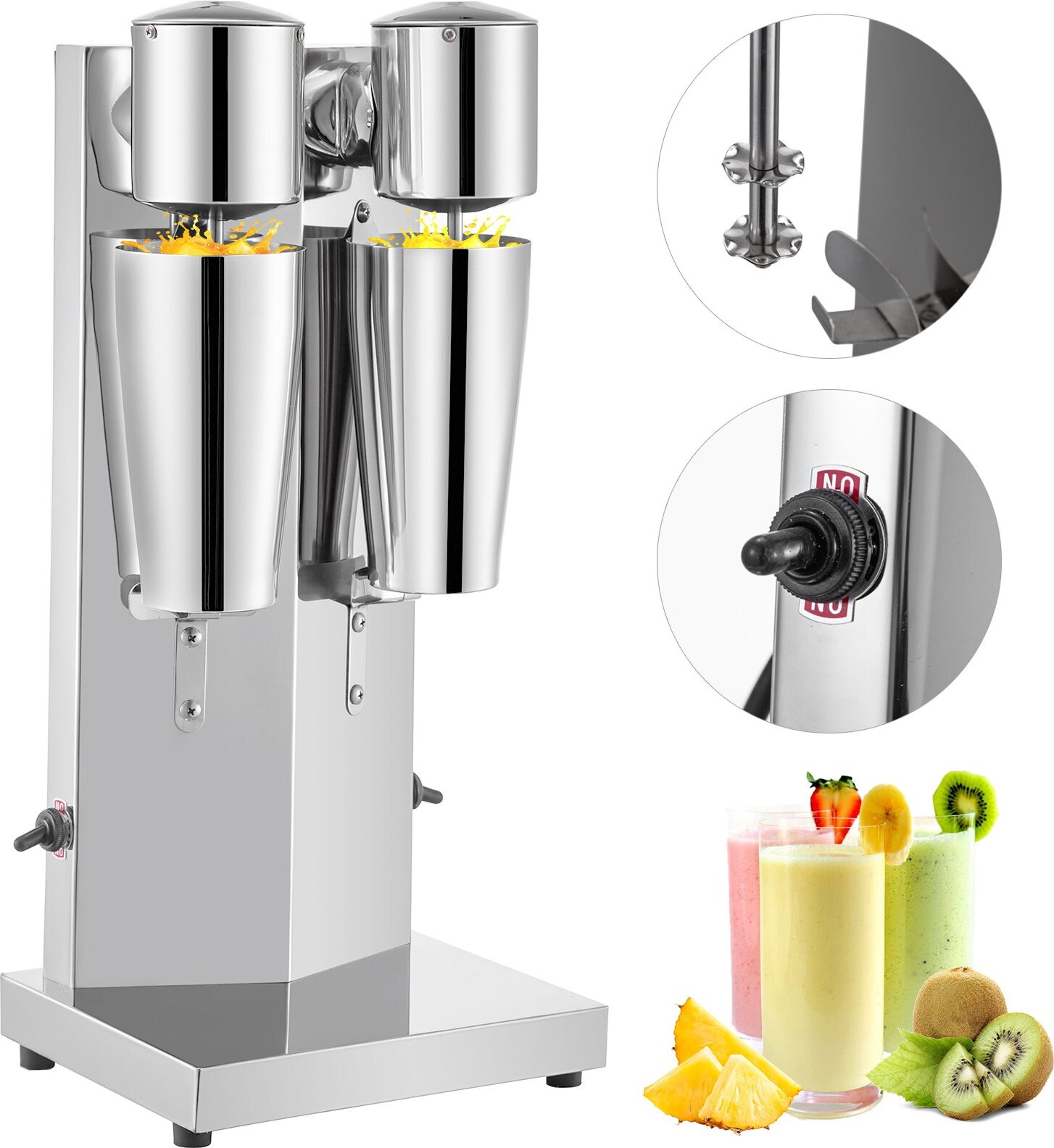 Topdeal Getränkemixer 150 W Milchshaker Elektrisch 800 ml Doppelköpfe Silbrig Elektrischer Mixer für Shakes Cocktailmixer Milchshake Maschine Barmixer