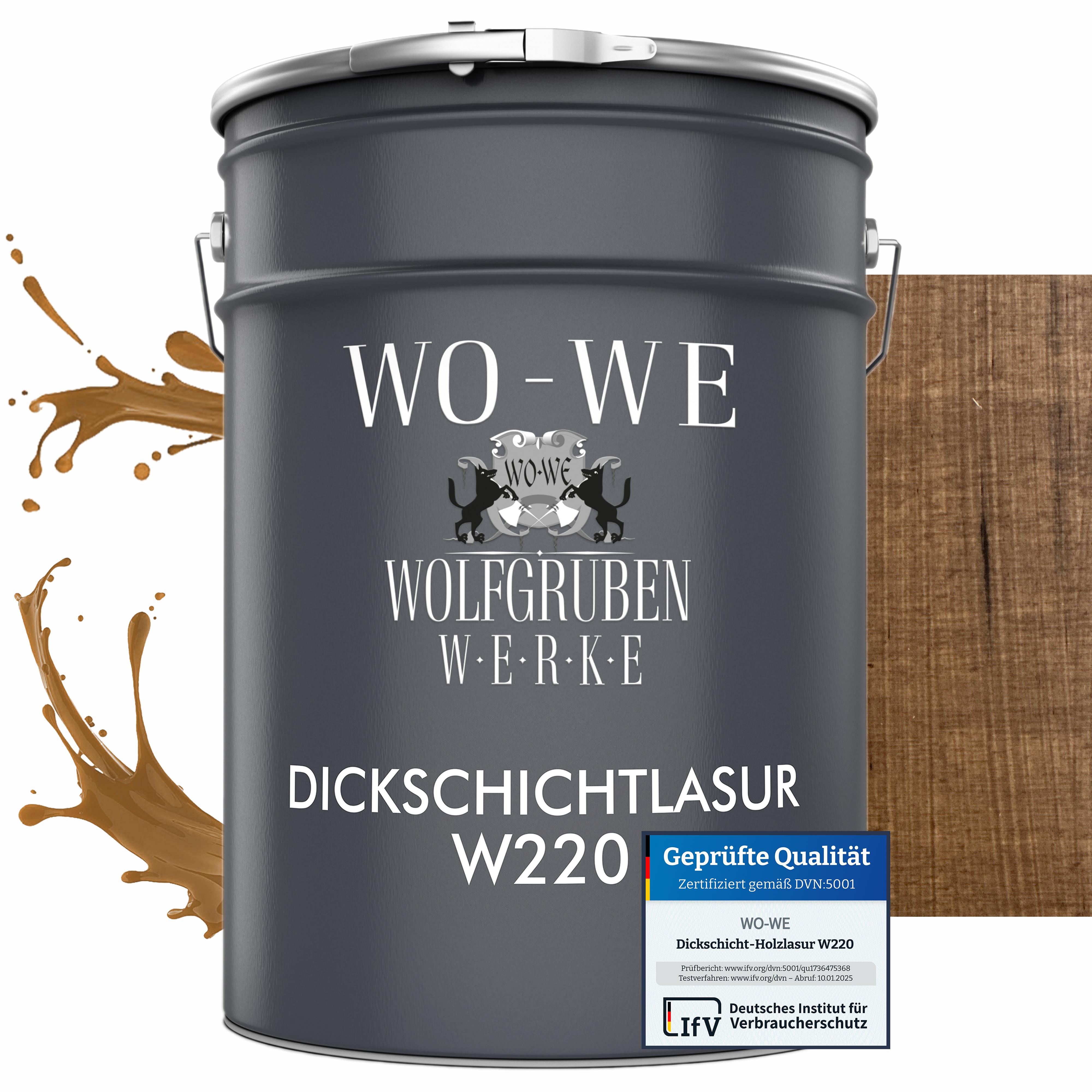 WO-WE Dickschichtlasur 2in1 Holzlasur Holzschutzlasur außen und innen W220 Bangkirai - 2,5L