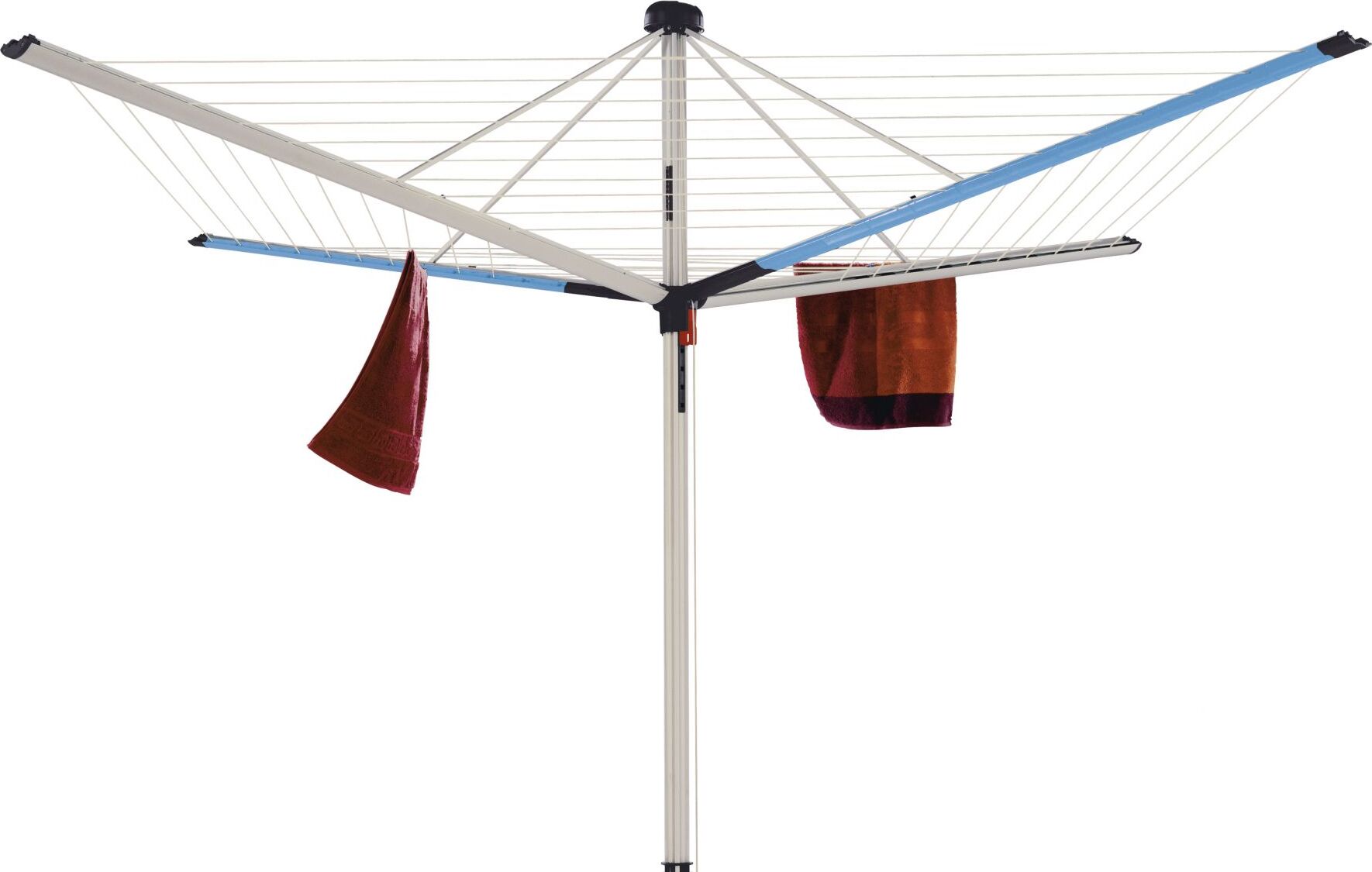 Wäschespinne Vento | 4 Tragarmen | 8 Leinenreihen | Aluminium | Himmelblau| Hx⌀ 205x290cm | Geschlossene Rundform mit Abdeckkappe und Leineneinzug