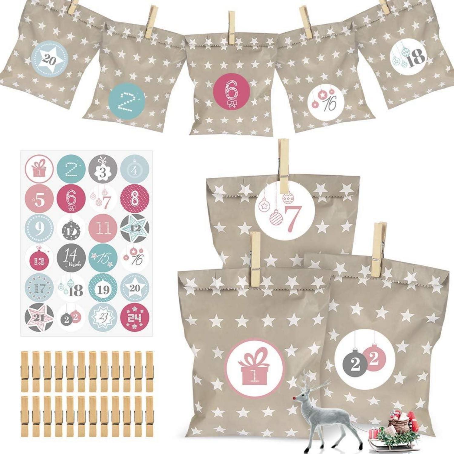 Adventný kalendár Vianočná darčeková taška DIY Craft Kit Grey